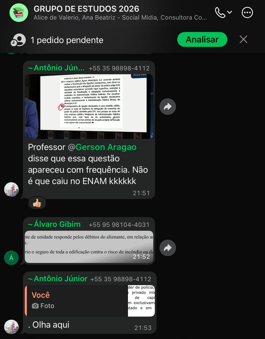 Alunos compartilham acertos após seguirem o direcionamento do grupo